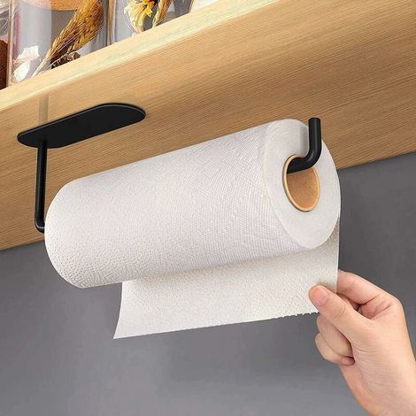 Support Sopalin Noir, Porte Rouleau Essuie Tout Mural, Auto-adhésif Porte Sopalin de Cuisine sans Percage, Porte Rouleau en Acier Inoxydable pour Armoire et Salle de Bain (1/5)