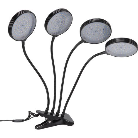 Lampe de croissance LED 60 W à 4 têtes, alimentation USB, fixation par pince, 5 modes d'éclairage à intensité variable pour plantes d'intérieur (1/5)