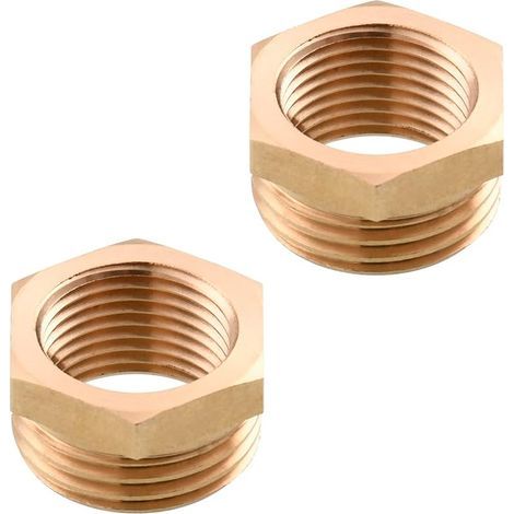 Lot de 2 adaptateurs filetés en laiton IG 3/8 vers AG 1/2 pour tuyau de raccordement, SBA025-2 (1/5)