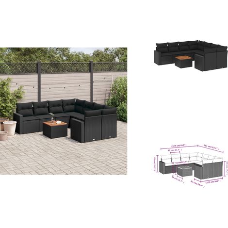 Salon de jardin 9 pcs avec coussins noir résine tressée - Ensemble Salon De Jardin - Salon De Jardin Extérieur - Meuble De Jardin - Mobilier De Jardin - Résine Tressée (1/3)