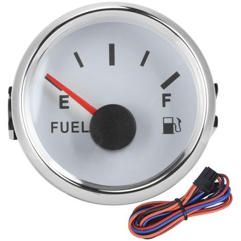 Jauge de Carburant, Jauge de Niveau de Réservoir de Mazout Universelle 2 "52mm 0-190ohm Mètre de Pointeur de Signal pour Voiture de Bateau Marin(Cadre argenté sur blanc) (1/5)