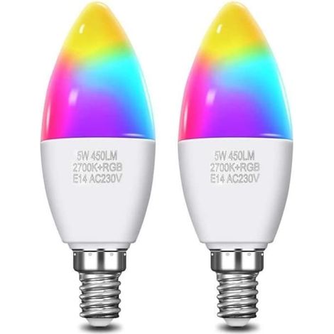SABIR-Ampoule LED connectée WiFi (blanche) multicolore RGB E14 C37 5W 450LM - KINGSO (1/4)