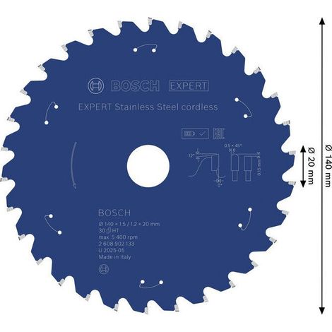 Bosch EXPERT Stainless Steel Kreissägeblatt 140x20 mm Z30 - 2608902133