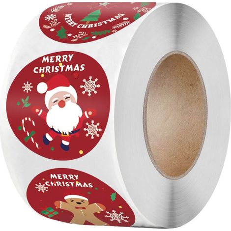 Rouleaux explosifs d'autocollants, étiquettes autocollantes en cuir de vachette, étiquettes de décoration de Noël, 500 pièces (1/5)
