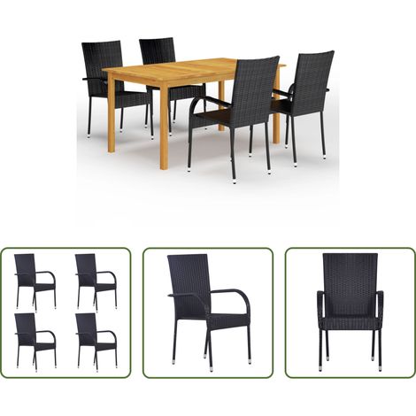 vidaXL Salle à manger extérieure -  Ensemble à manger de jardin 5 pcs Noir (1/5)