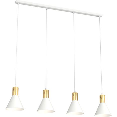 Lampada a sospensione Rosa in acciaio bianco e dettagli oro