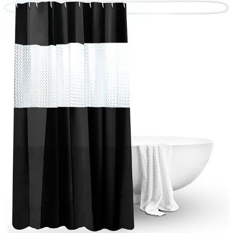Rideau de douche Simply Clean, rideau de salle de bain en textile semi-transparent, imperméable, antibactérien et lavable en PVC, disponible en plusieurs couleurs, 180 x 200 cm, bleu clair. (1/5)
