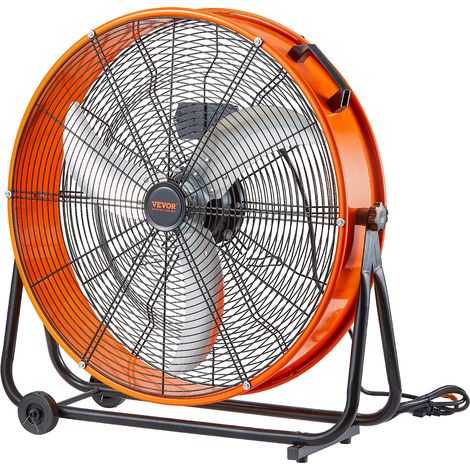 VEVOR Ventilateur a Tambour Industriel 0,6 m Haute Vitesse Utilisation Commerciale, 3 Vitesses Reglables, Debit deAir 8700 CFM, Inclinaison Reglable a 360°, pour Entrepot, Atelier, Usine, Sous-sol