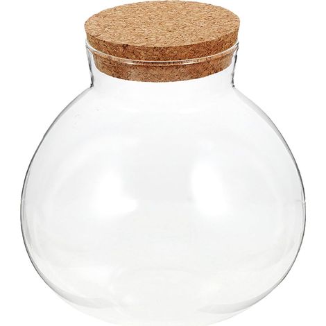 Rundes Glas Terrarium mit Korken 13cm für Sukkulenten und