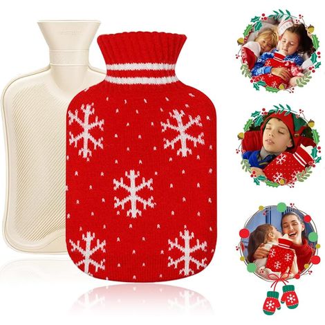 Thermos One Piece, Thermos 1.8L avec Couvercle, Thermos avec Couvercle Tricoté Amovible et Lavable à la Neige, Thermos d'Hiver en Caoutchouc Aide à Fournir de la Chaleur (Rouge) - 3419cm (1/2)