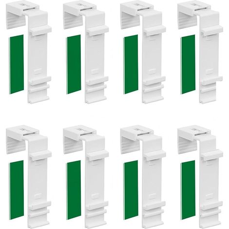 8 Pièces Support Store Enrouleur sans Percage, Support à Pince Long pour Stores Enrouleurs Doubles, Fixation Store sans Percage pour Store Duo, Store Vénitien, Compatible PVC Fenêtre Balcon (1/5)