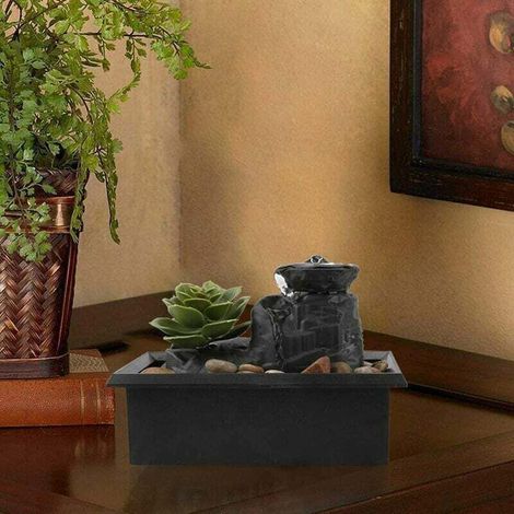 Fontaine de table - 11,7 cm - Fontaine à eau d'intérieur en forme de nénuphar - Chargement USB - Lumière LED - Pour bureau, maison, chambre à coucher (1/3)