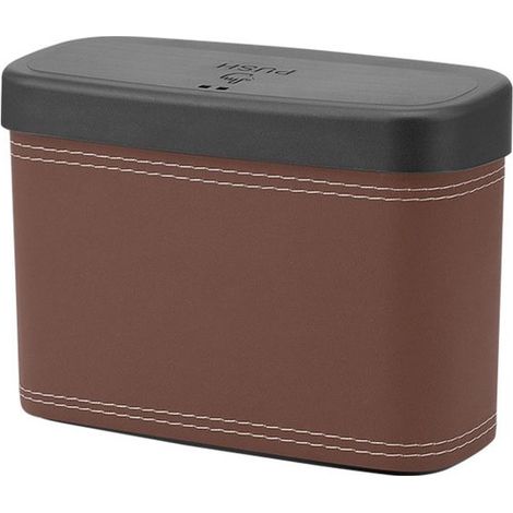 Mini poubelle de voiture avec couvercle, boîte de rangement multifonction pour banquette arrière, porte et dossier de siège, compacte et pratique (1/5)