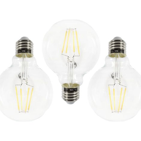 Litecraft Light Bulb E27 Edison Screw Cap 4 Watt Filament Globe LED in Clear - 3 Pack (1/2)