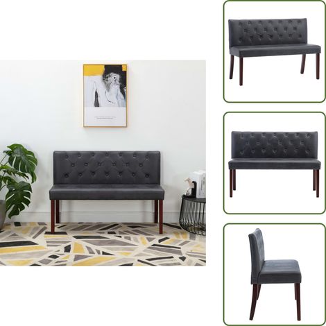 Banc 120 cm Gris Similicuir daim - Banc Retro - Banc Coffre - Banc Salle À Manger - Meuble Rangement - Chaise Confortable - Banc - Bancs - Banc À Boutons - Bancs À Boutons (1/5)