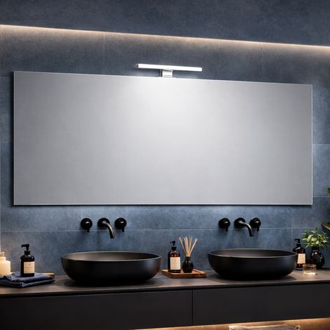 Badezimmerspiegel 120X60 Mit 20Cm Chrom Led Lampe