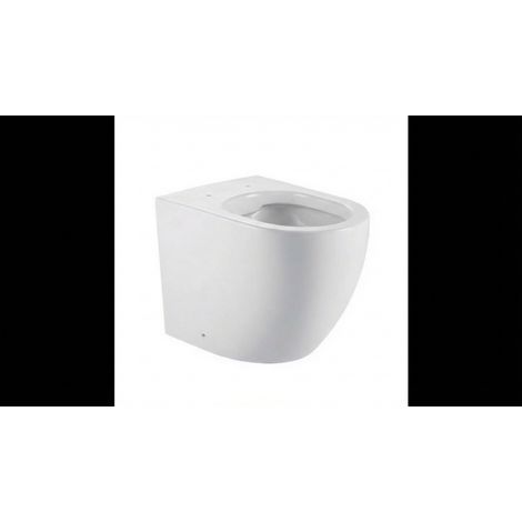 Vaso filo muro serie Vortexia con scarico a tornado in ceramica bianca. Fissaggi laterali inclusi. Scarico universale, dotato di riduttore di flusso. Curva tecnica non inclusa. Sedile WC non incluso.(