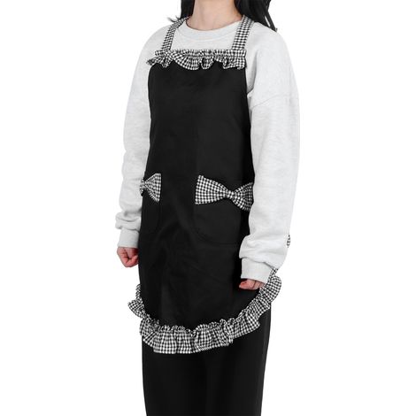 Tablier de cuisine à nœud papillon multifonction, imperméable et anti-taches - Noir (1/5)
