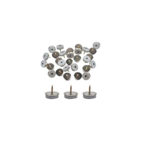 Stuhlgleiter (30er-Pack), 18 mm Durchmesser. Die Möbelgleiter mit 5 mm dicken Filzgleitern bieten optimalen Schutz für Stuhlbeine und lassen sich einfach mit Schrauben montieren.