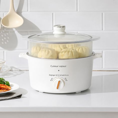 Cuiseur électrique multifonction 24 cm 3 L simple couche inox 304 400-800W blanc laiteux réf 0684 – Livraison gratuite
