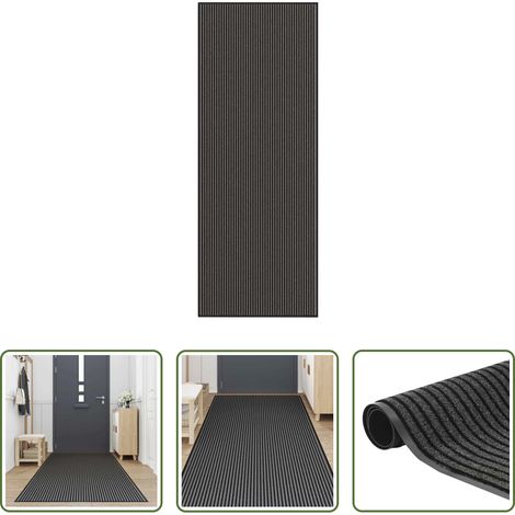 vidaXL Paillasson en polypropylène - Paillasson noir et gris à rayures 115x300 cm (1/5)