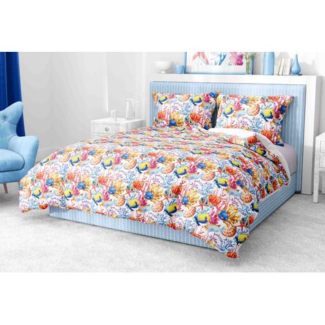COPRIPIUMINO ACQUARIO Pesci Tropicali in Puro cotone Made in Italy Cm. 155X200 (1/5)