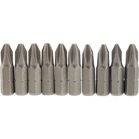 Draper 10-Piece 25mm No.2 Cross Slot (Phillips) Insert Bits with 1/4" Hex Shank (1/5)