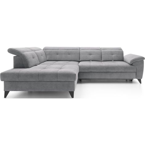 Sofá de esquina Gris 5 plazas ángulo izquierdo asiento alto 48cm INFERNO (1/5)