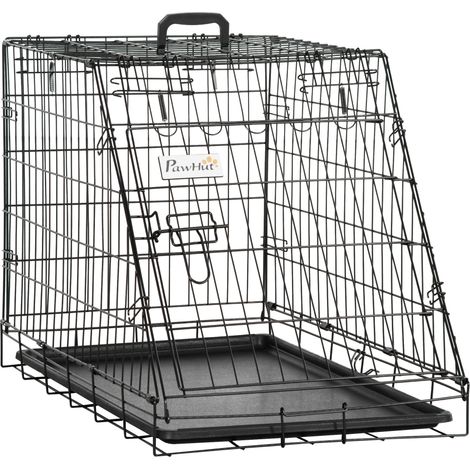Pawhut Trapeze Collapsible Dog Pet Travel Box Cage Removable Tray 77 x 47 x 55cm (1/5)