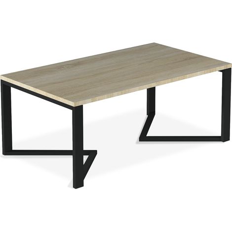 Table basse de style industriel Méryl imitation Chêne (1/3)