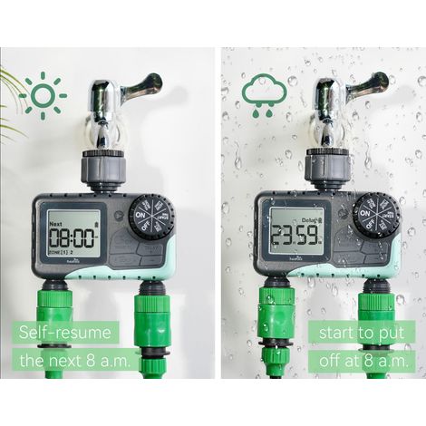 Arrosage bidirectionnel Fonction d'arrosage manuel, arrosage rapide automatique, facile à utiliser, avec écran LCD, temps d'arrosage flexible pour le jardin et la serre (1/4)