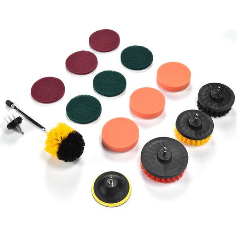 16-teiliges Bohrmaschinen-Bürstenaufsatz-Set mit Scheuerpads, Schwamm, Reinigungsbürste für Wandreinigung, Bodenreinigung und Staubentfernung (1/5)