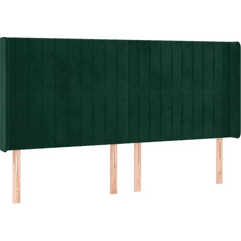 Testiera Testata del letto ad Orecchio Verde Scuro 183x16x118/128 cm in Velluto (1/5)