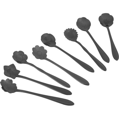 Cuillère À Café - Acier Inoxydable - Motif Floral - Pour Maison Et Café - Lot De 8 (1/5)