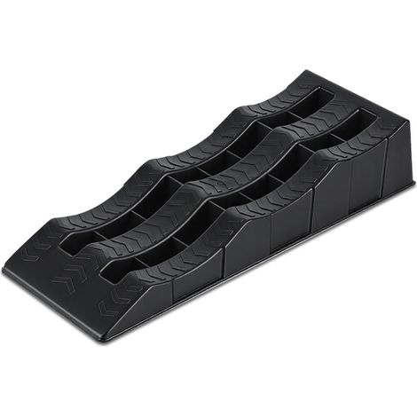 Randaco 2x Cales Niveau Noir 62 x 23.5 x 17 CM 3 Hauteurs 40/70/100 mm 3,5 T Surface antidérapante Mise à niveau Stabilisation Véhicule Auto Housse (1/5)