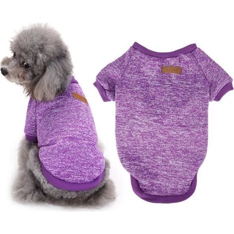 Vêtements de chien mignon pour les petits animaux de compagnie chiot pull violet tenue de vêtements (L) (1/4)