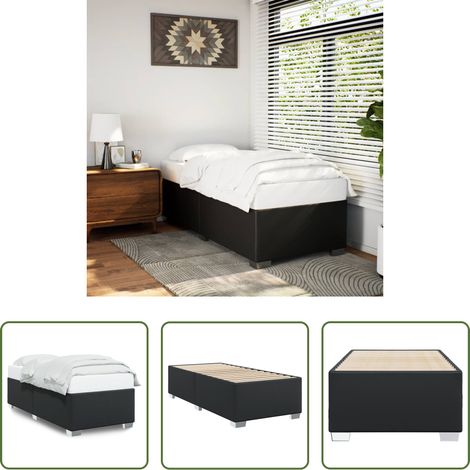Kunstlederbett - Bettgestell Schwarz 90x200 cm Kunstleder (1/5)