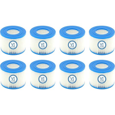 Lot de 8 cartouches filtrantes de rechange pour spa Bestway Flowclear VI, Miami, Vegas, Monaco, taille 6-58323 (1/5)