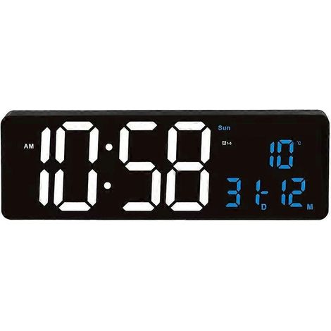 Horloge murale numérique 16,5 pouces, grand écran LED avec alarme, minuteur et affichage de la température, montre électronique murale pour intérieur (1/5)