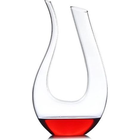 Carafe à Vin aérateur - Carafe en cristal sans plomb en forme de U - Bouteille élégante en Verres pour les amateurs de vin - Idéale comme cadeau - Adultes - Transparente - 1500 ml - 1 pièce (1/5)