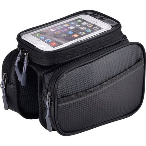 Borsa da telaio per bicicletta, borsa per cellulare da bicicletta, borsa da telaio per bicicletta, accessorio per bicicletta, borsa da telaio per mountain bike, 16 x 20 x 13 cm, nera (1/5)