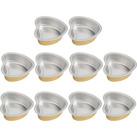 Lot de 10 bols à cire en forme de cœur, en aluminium doré, pour l'épilation. (1/5)
