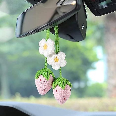 2pcs Fraise (rose) Charme De Voiture, Charme De Miroir De Voiture, Accessoires De Rtroviseur De Rtroviseur De Voiture, Cadeau Amusant, Ornement De (1/5)