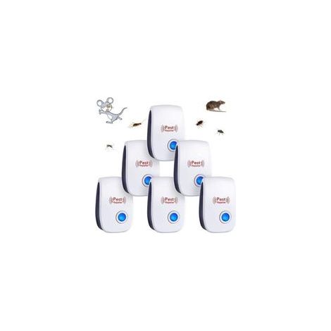 6pcs Répulsif à Ultrason Antiparasitaire, Ultrason Souris Répulsif à Souris, Intérieur Répulsif Anti Moustique Ultrason, Appareil Anti Rats/Cafards/Rongeurs/Fourmis/Araignées/Insectes (1/5)