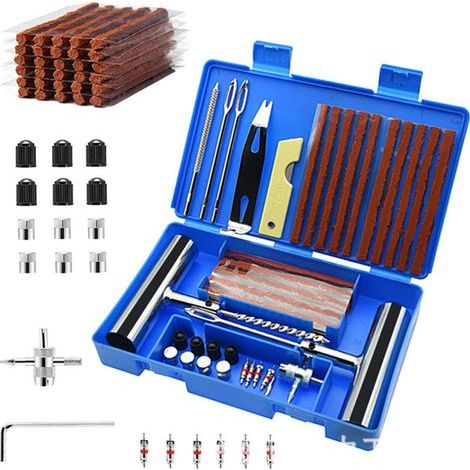 Kit de réparation de pneus 58 pièces – Outils en acier chromé – Anti-oxydation – Compatible voitures, motos, SUV, camions