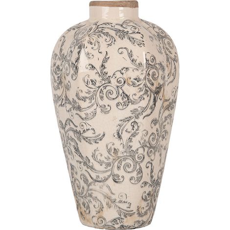 Vase céramique beige gris 17x17x30cm