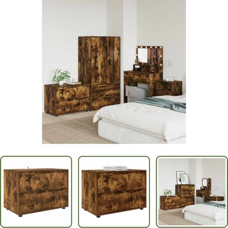 Holzschrank - Aufbewahrungsschrank Geräucherte Eiche 80 x 48 x 57 cm (1/5)