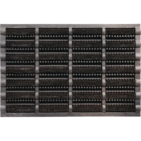 Paillasson noir, 60 % caoutchouc / 40 % noix de coco, L 750 x l 450 x P 25 mm
