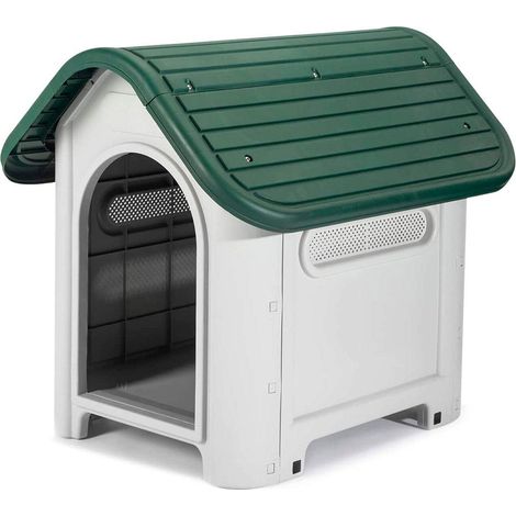 Niche pour Chien Petit 75x59x66 cm Fabriquée en Résine Couleur Beige/Vert (1/5)