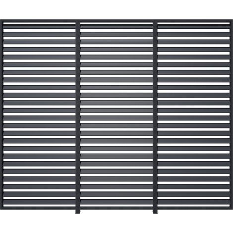 PRIMEYARD 3-teilige Lamellenwand aus Aluminium - statisches Paneel in Anthrazit für Pergola Premium